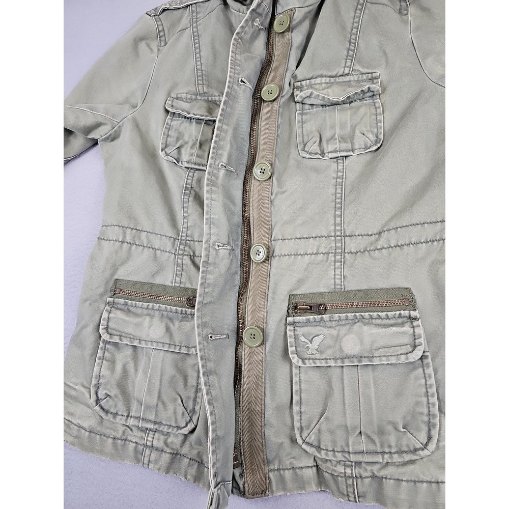 American Eagle Outfitters Utility Jacket Women's Size Medium Army Green Full Zip - Picture 4 of 9